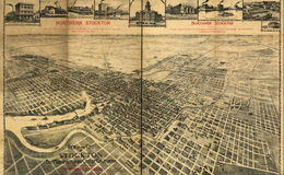 E65 - View of the City of Stockton the Manufacturing City of California showing the location of Northern Stockton - 1895