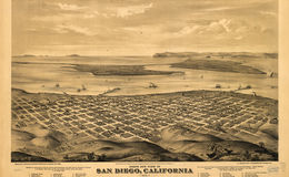E65 - Birds eye view of San Diego California 1876