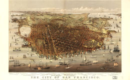 E65 - The City of San Francisco Birds Eye View from the Bay looking South-West - 1878