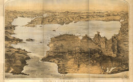 E65 - Birds Eye View of San Francisco and Surrounding Country - 1876