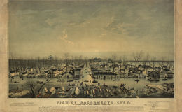 E65 - View of Sacramento City as it appeared during the Great Inundation in January 1850
