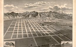 E65 - Birds eye view of Azusa Los Angeles Co Cal 1887