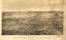 E65 - Birds Eye View of the City of San Jose California - 1869