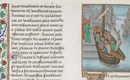 Pilgrims in boat arriving in Damietta Egypt 1480