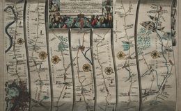 Strip map page from Britannia by John Ogilby 1675